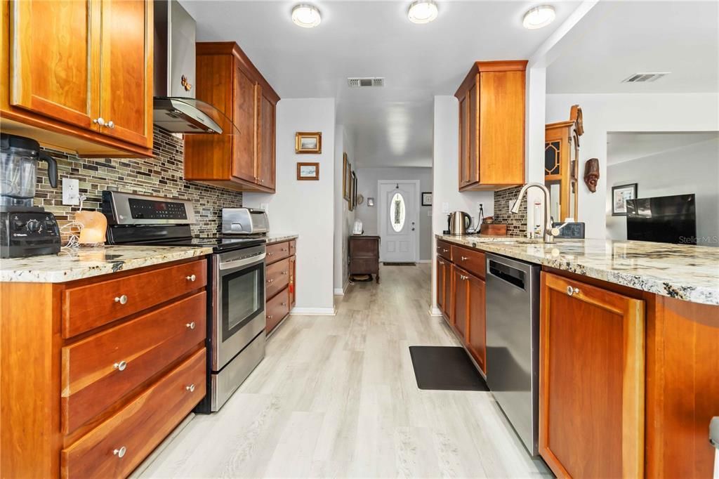 Interior, Kitchen, Recessed Lighting, Wood Texture Flooring