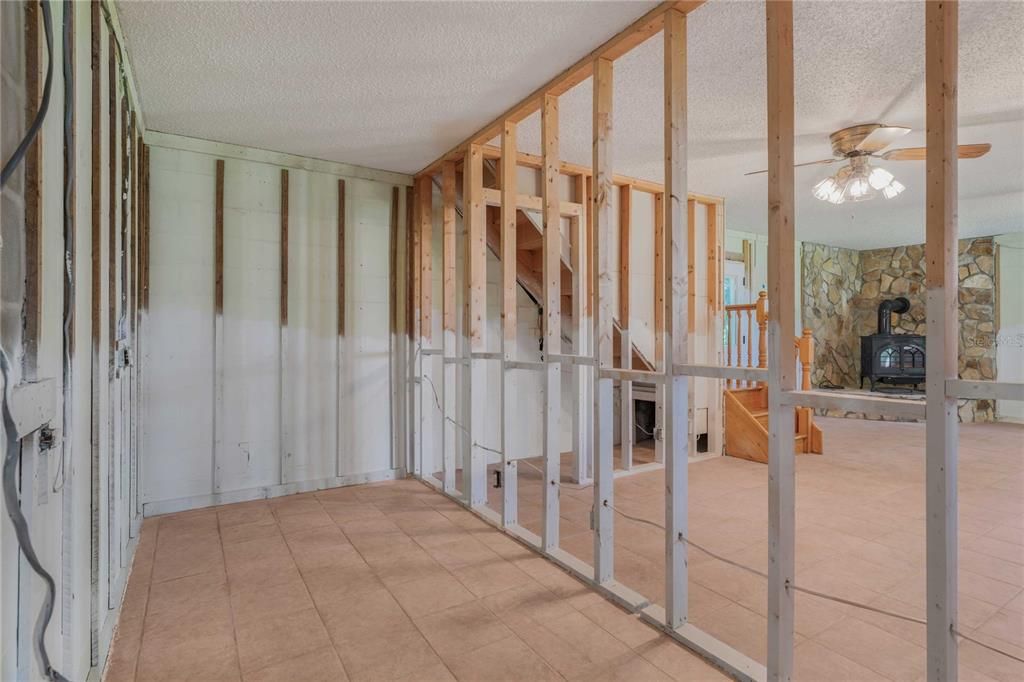 Empty room, Fireplace, Interior, Stone Walls