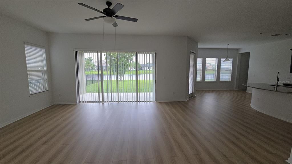 Empty room, Interior, Pendant Lights, Wood Texture Flooring