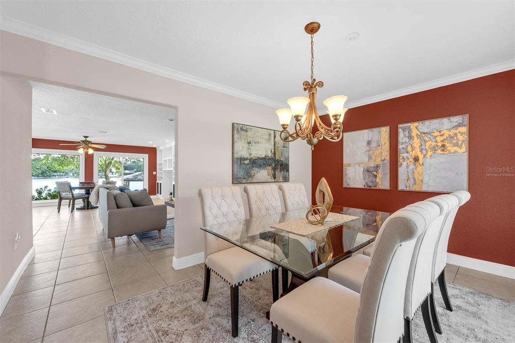 Chandelier, Dining room, Interior, Living room, Recessed Lighting