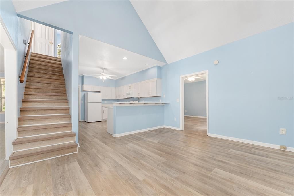 Interior, Kitchen, Recessed Lighting, Wood Texture Flooring