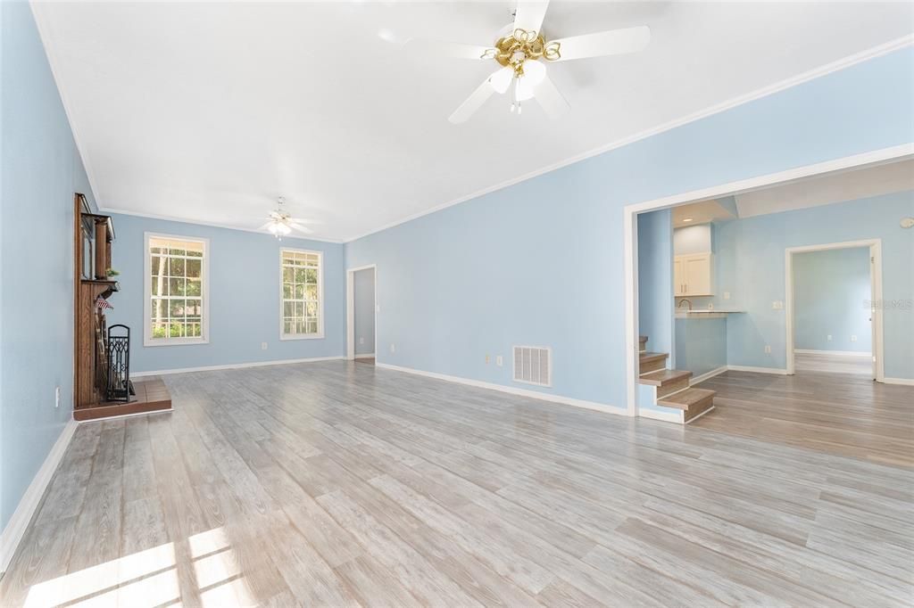 Empty room, Fireplace, Interior, Wood Texture Flooring
