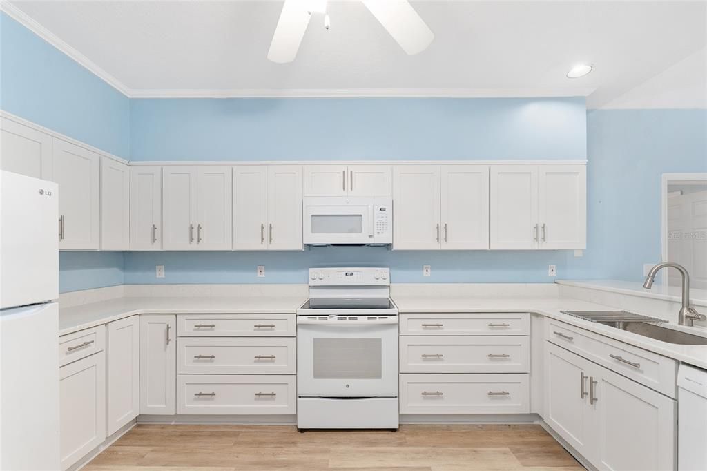 Interior, Kitchen, Recessed Lighting, Wood Texture Flooring