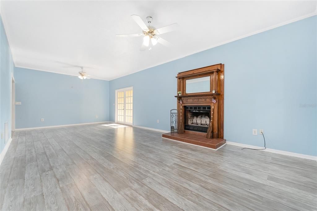 Empty room, Fireplace, Interior, Wood Texture Flooring