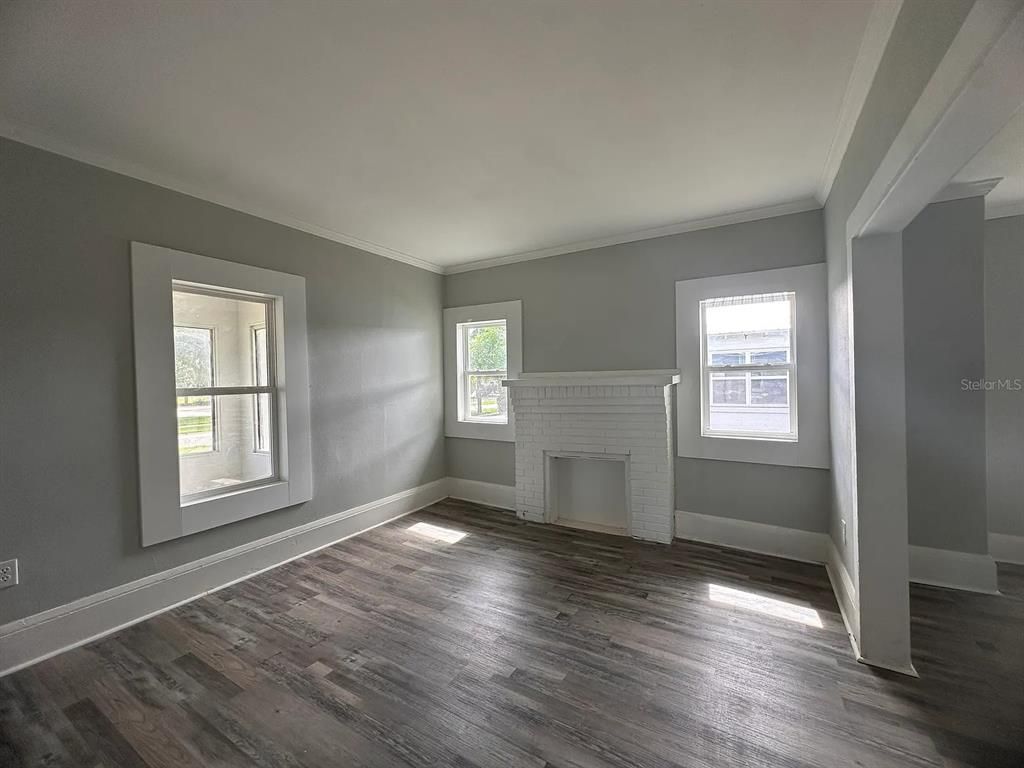 Empty room, Fireplace, Interior, Wood Texture Flooring