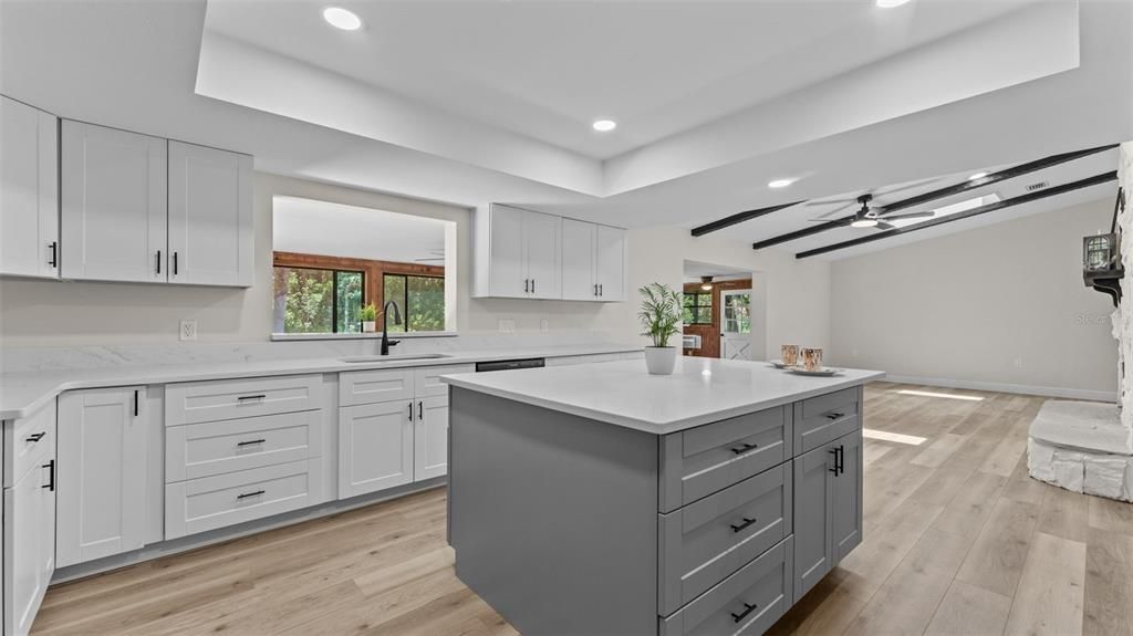 Interior, Kitchen, Recessed Lighting, Wood Texture Flooring