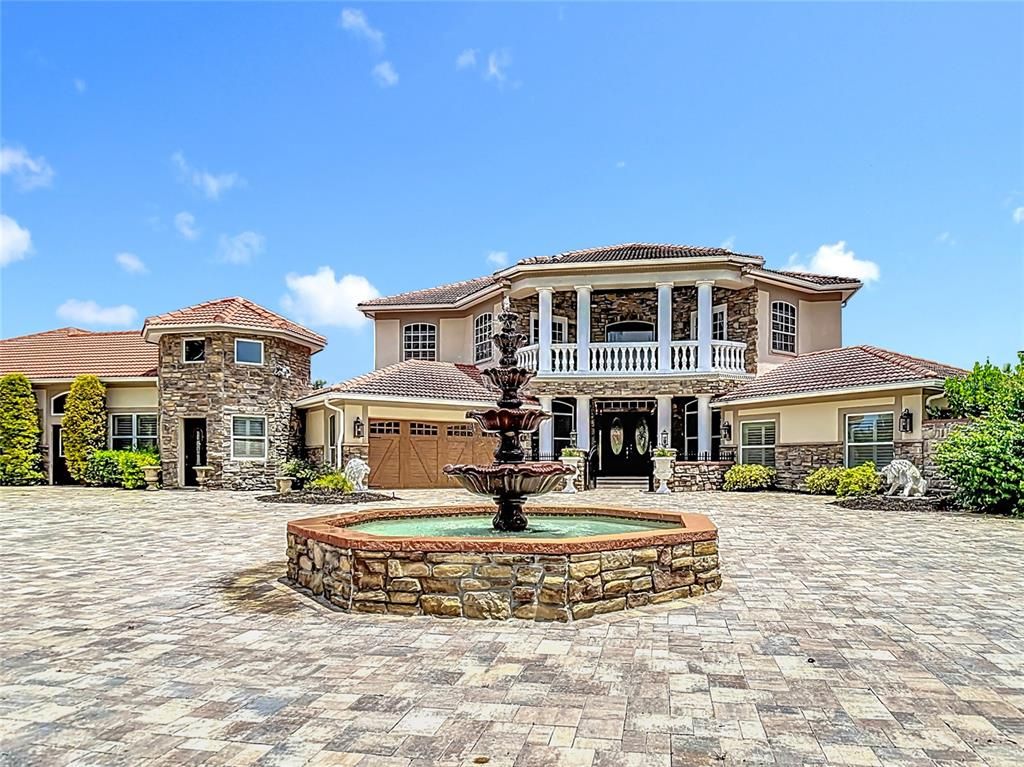 Attached, Exterior, Facade, Pool, Mediterranean