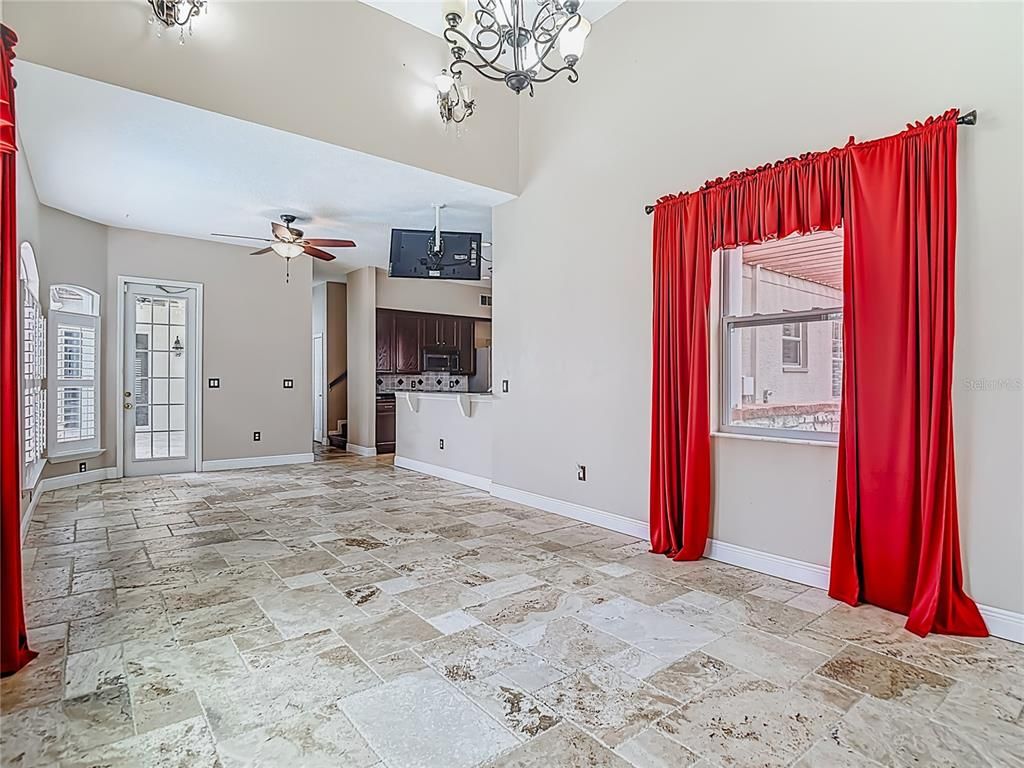 Chandelier, Empty room, Interior, Kitchen