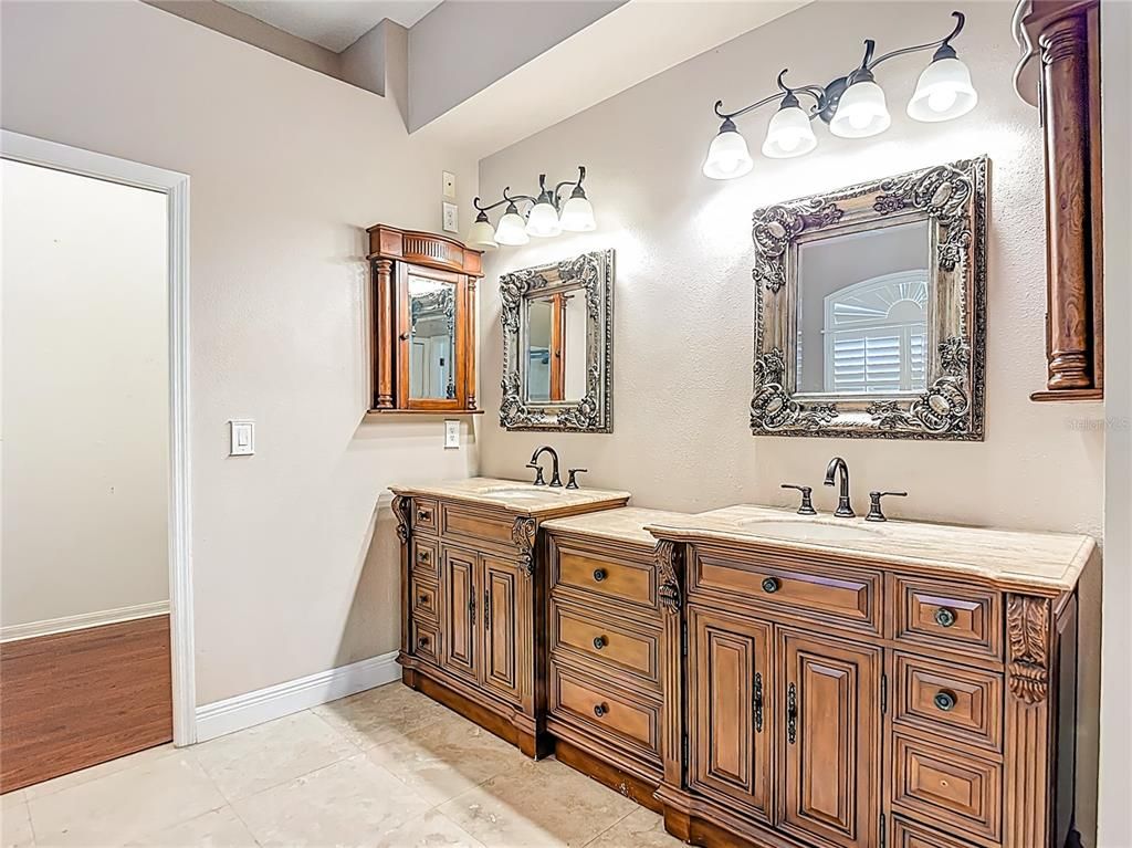 Bathroom, Dual Sink Vanities, Interior, Wood Texture Flooring