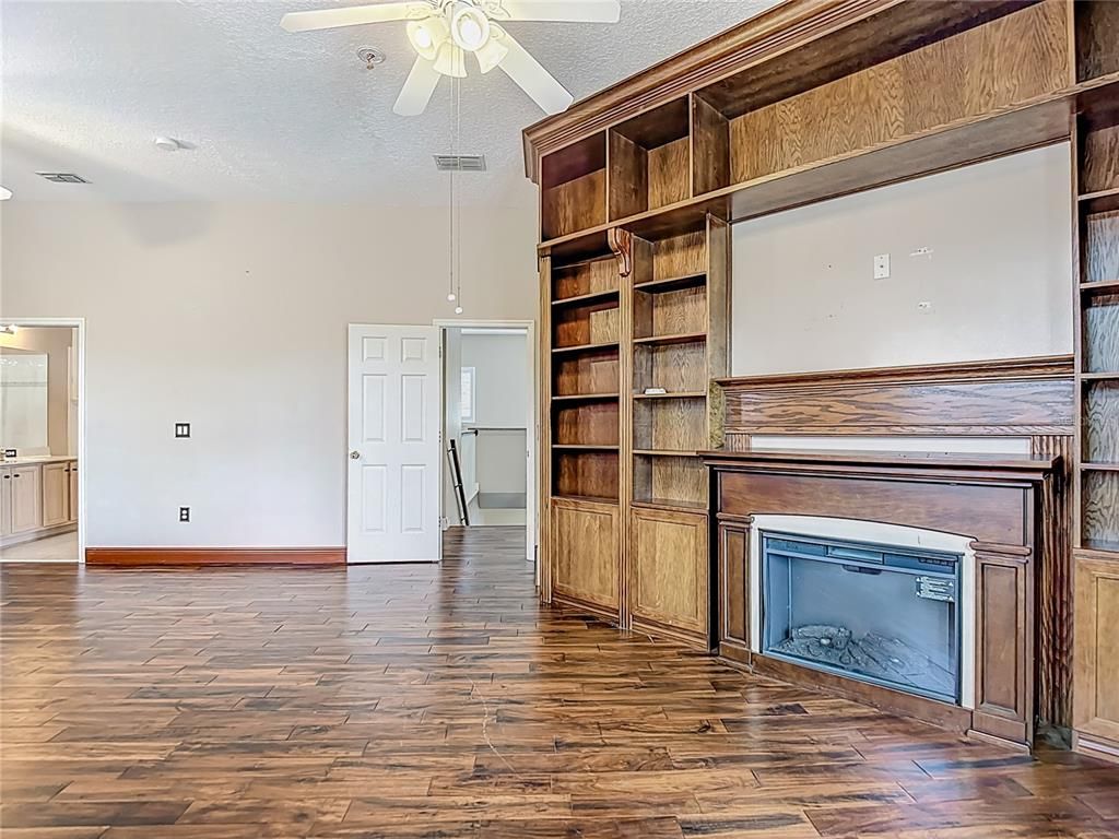 Empty room, Fireplace, Interior, Wood Texture Flooring