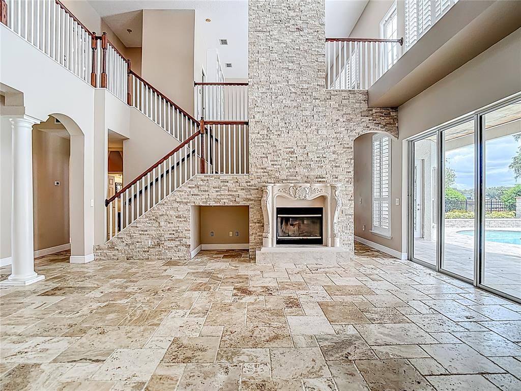 Fireplace, Interior, Stone Walls