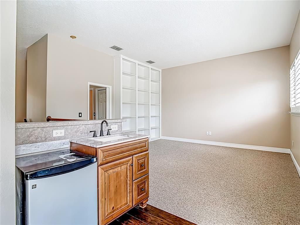 Interior, Kitchen, Tile Countertops, Wood Texture Flooring