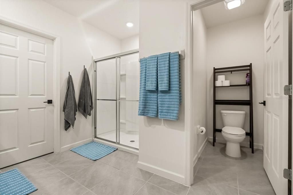 Bathroom, Glass Shower, Interior, Recessed Lighting