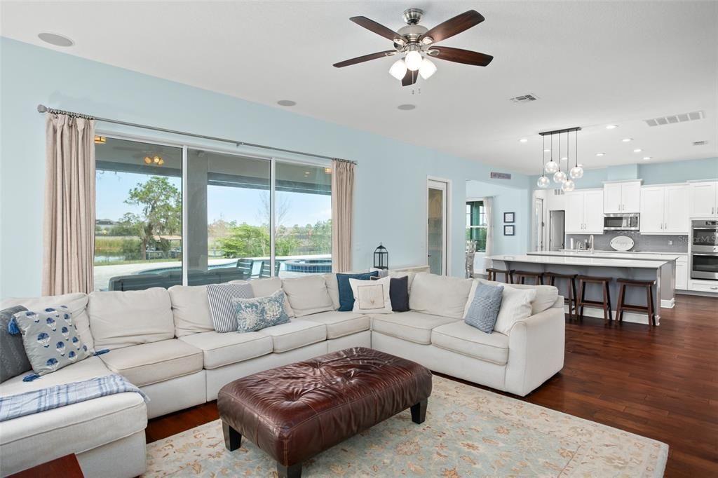 Interior, Kitchen, Living room, Pendant Lights, Recessed Lighting, Stainless Steel Appliances, Wood Texture Flooring