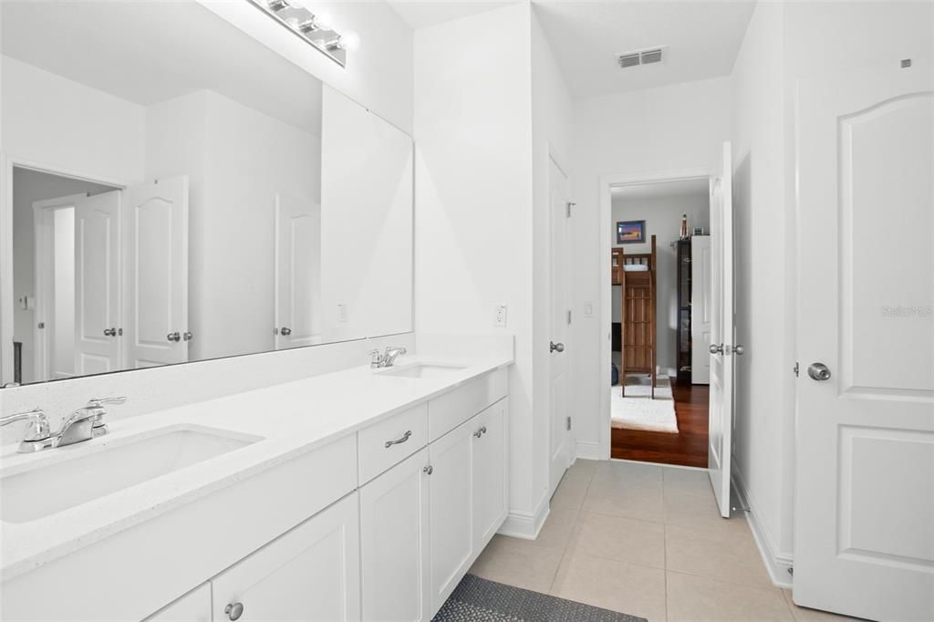 Bathroom, Dual Sink Vanities, Interior, Wood Texture Flooring