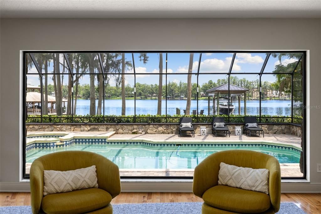 Glass Ceilings, Interior, Pool, Sun Room, Water, Wood Texture Flooring