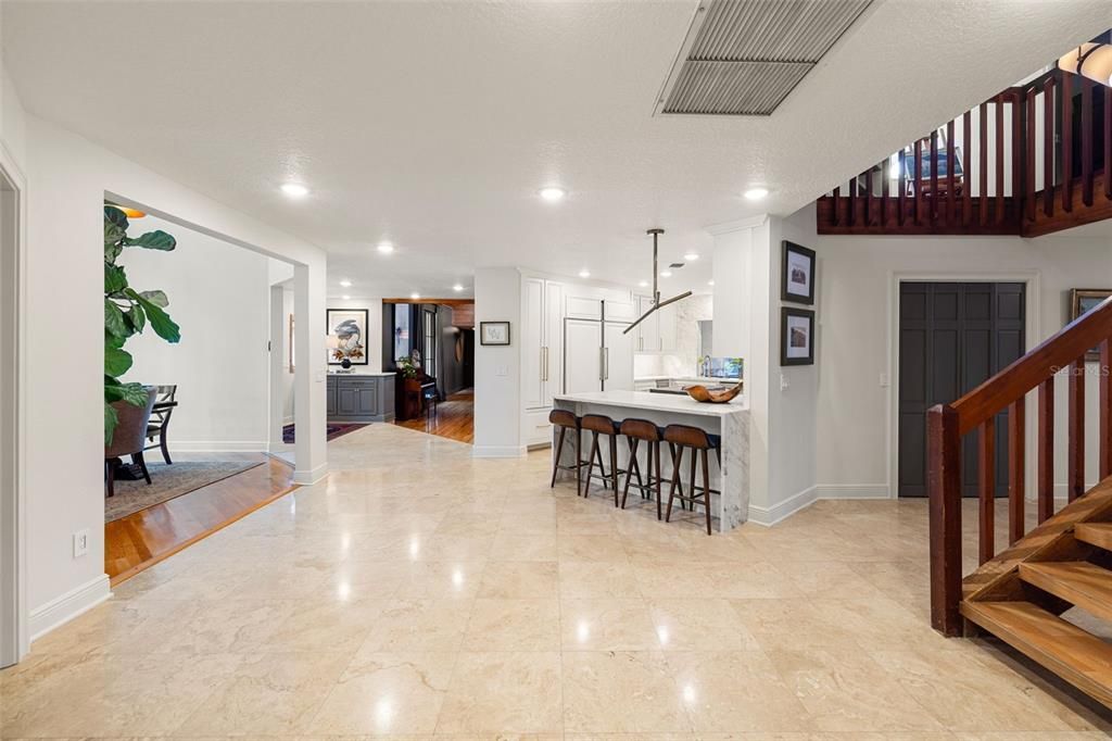 Interior, Kitchen, Pendant Lights, Recessed Lighting, Wood Texture Flooring