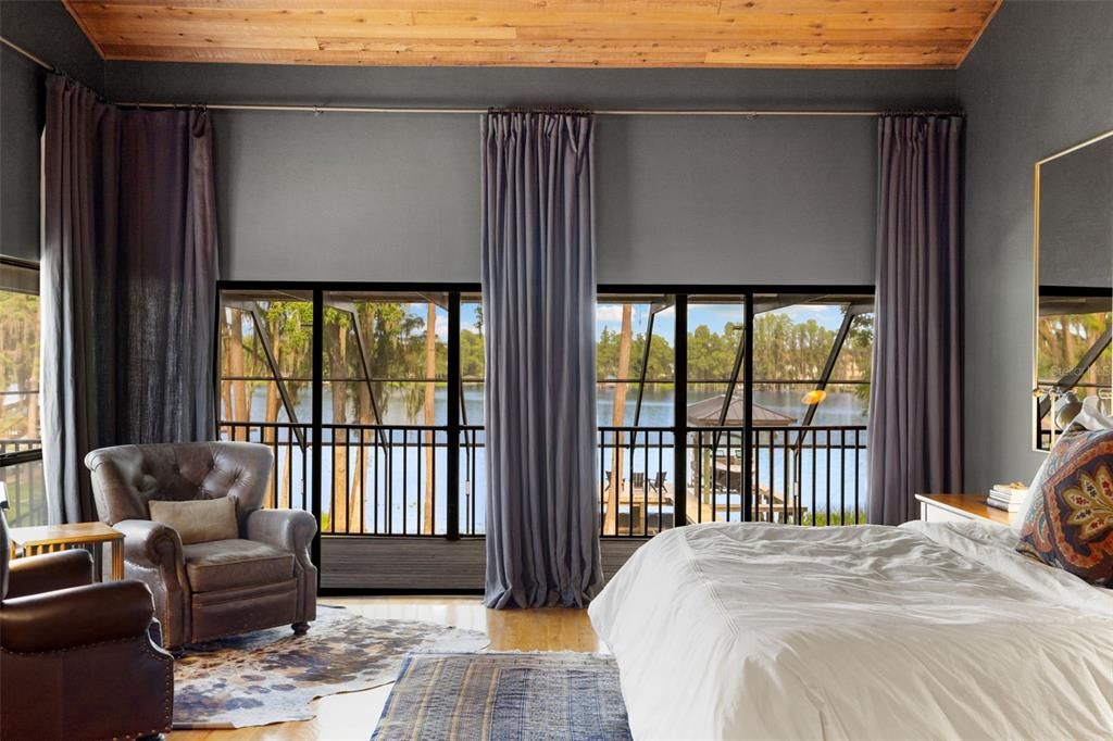 Bedroom, Interior, Water, Wooden Ceilings, Wood Texture Flooring