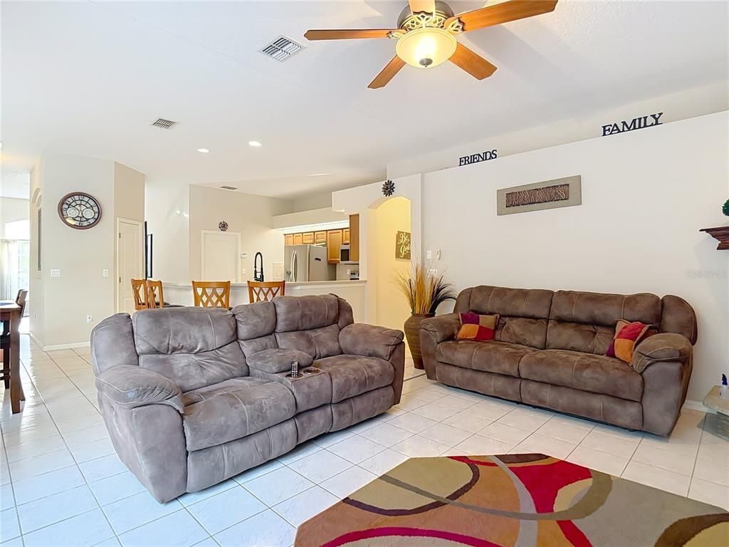 Dining room, Interior, Kitchen, Living room, Recessed Lighting