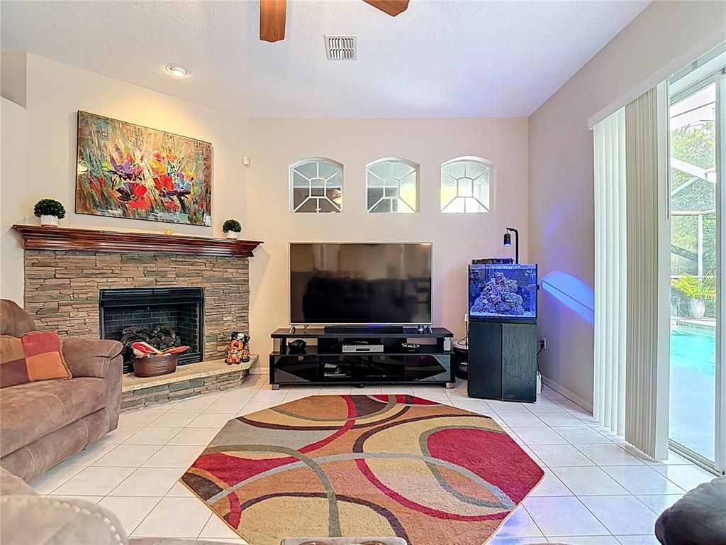 Fireplace, Interior, Living room, Recessed Lighting