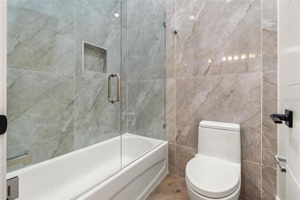 Bathroom, Glass Shower, Interior, Marble Walls