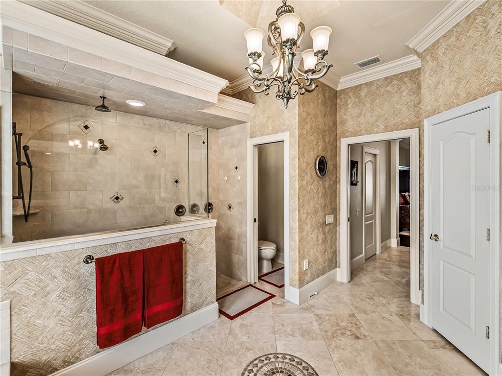 Bathroom, Chandelier, Interior, Recessed Lighting