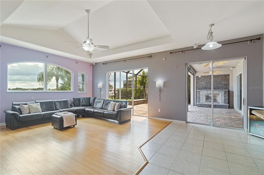 Interior, Living room, Pendant Lights, Wood Texture Flooring