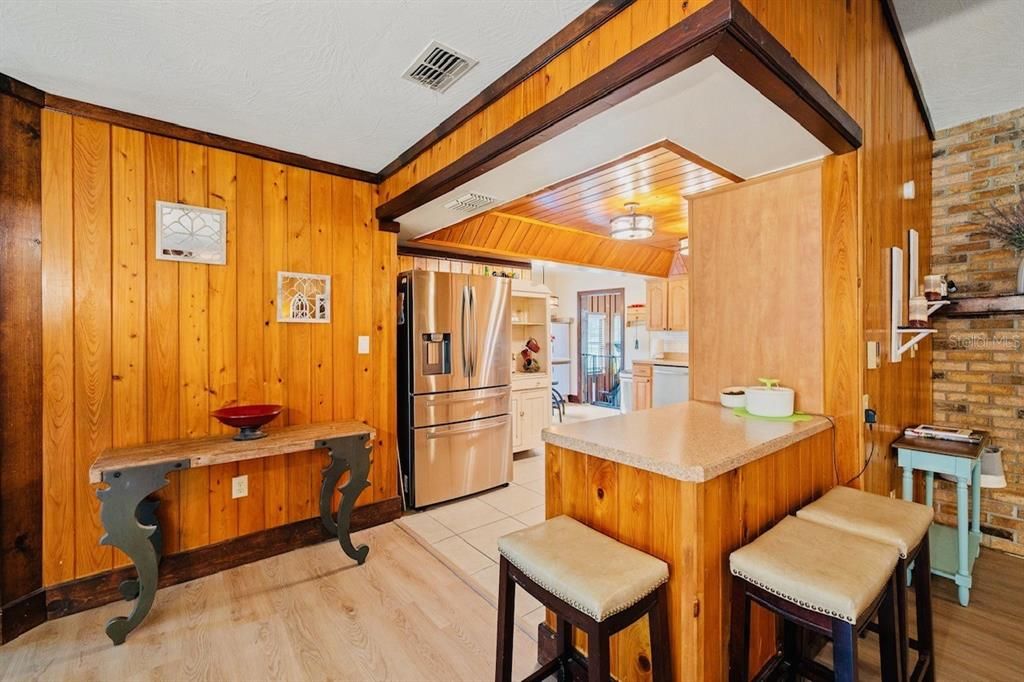 Interior, Kitchen, Wood Texture Flooring, Wooden Walls