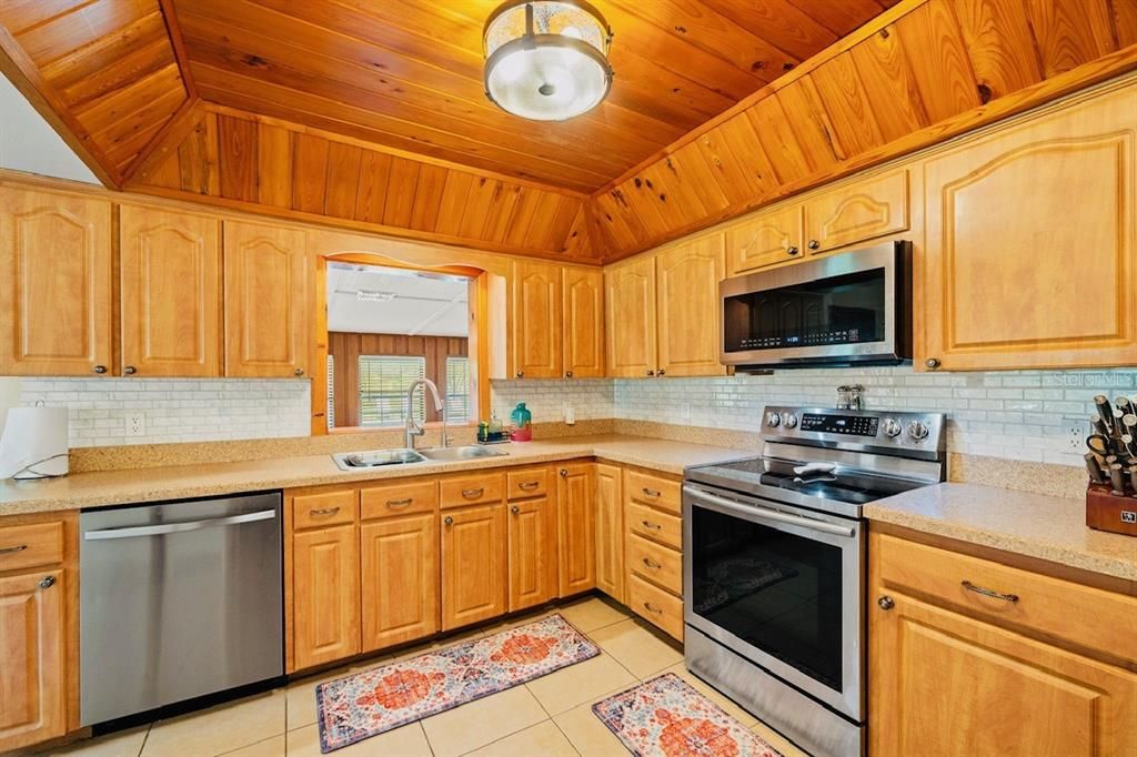 Interior, Kitchen, Stainless Steel Appliances, Wooden Ceilings