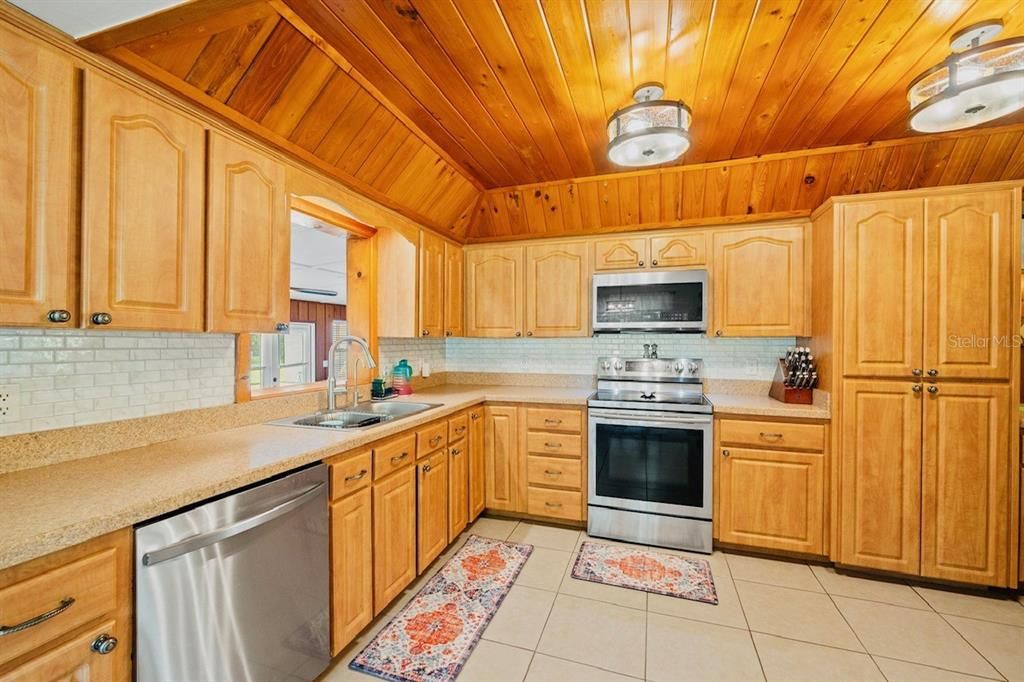 Interior, Kitchen, Stainless Steel Appliances, Wooden Ceilings