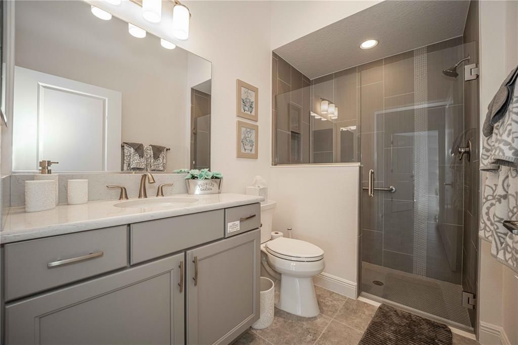 Bathroom, Glass Shower, Interior, Recessed Lighting
