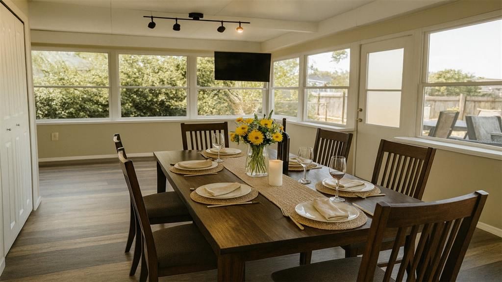 Dining room, Interior, Wood Texture Flooring