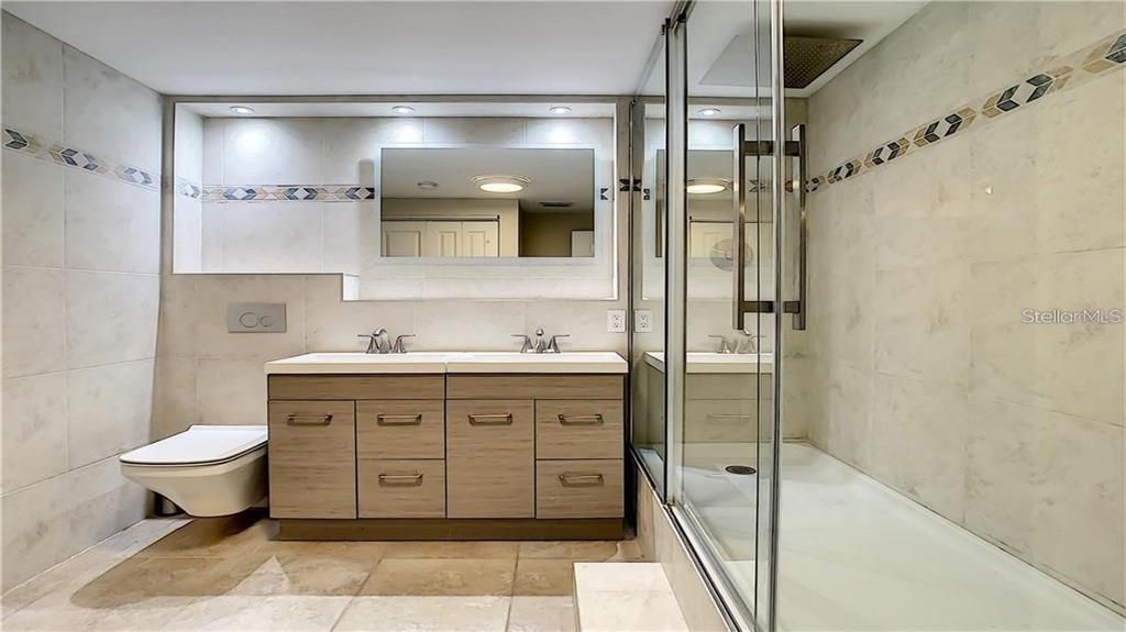 Bathroom, Glass Shower, Interior, Recessed Lighting