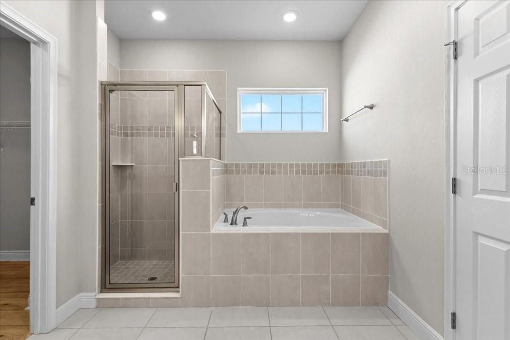 Bathroom, Glass Shower, Interior, Recessed Lighting, Wood Texture Flooring