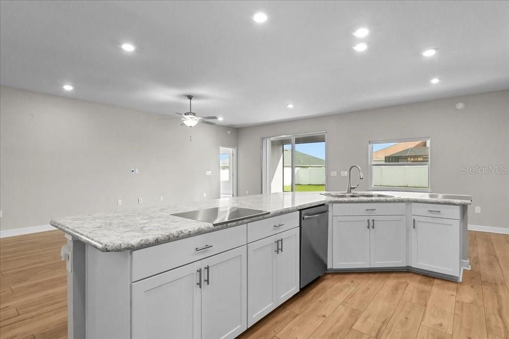 Interior, Kitchen, Recessed Lighting, Wood Texture Flooring