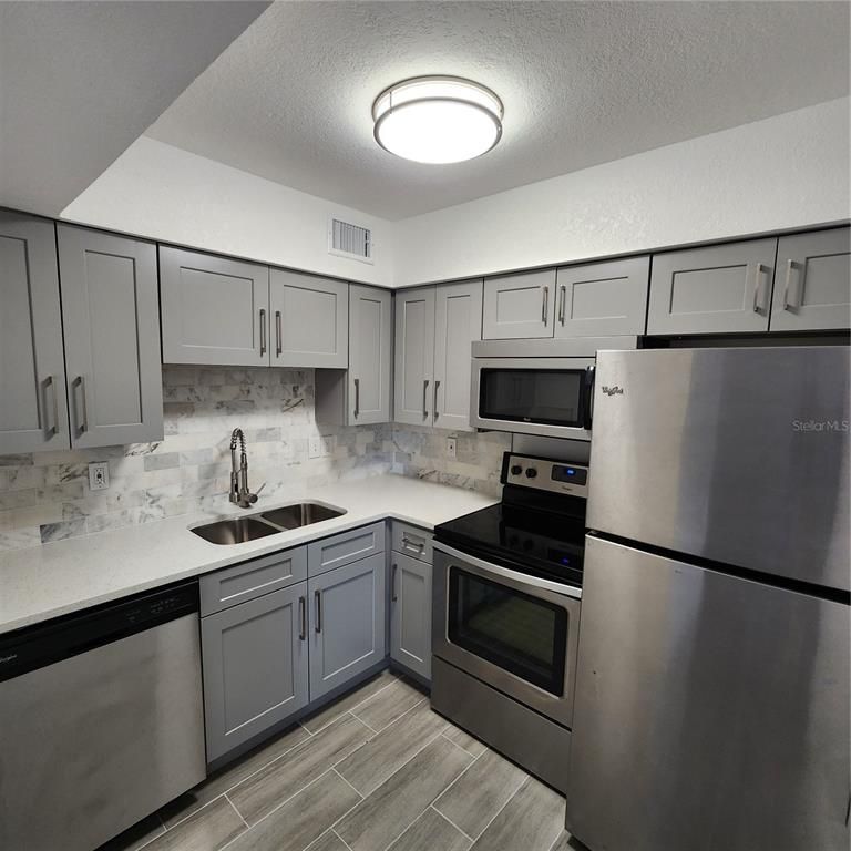 Interior, Kitchen, Stainless Steel Appliances, Wood Texture Flooring