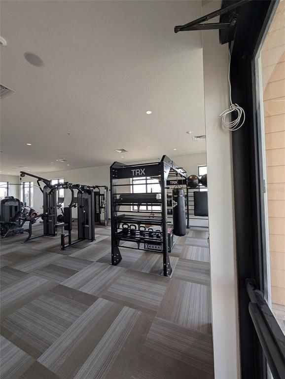 Fitness Equipment, Gym, Interior, Recessed Lighting