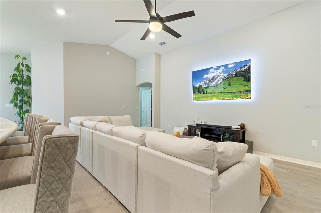 Interior, Living room, Recessed Lighting, Wood Texture Flooring