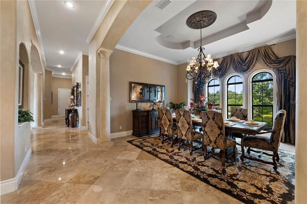 Chandelier, Dining room, Interior, Recessed Lighting