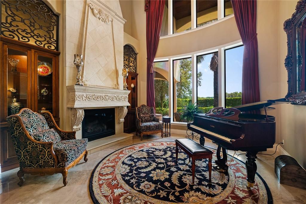 Fireplace, Interior, Piano