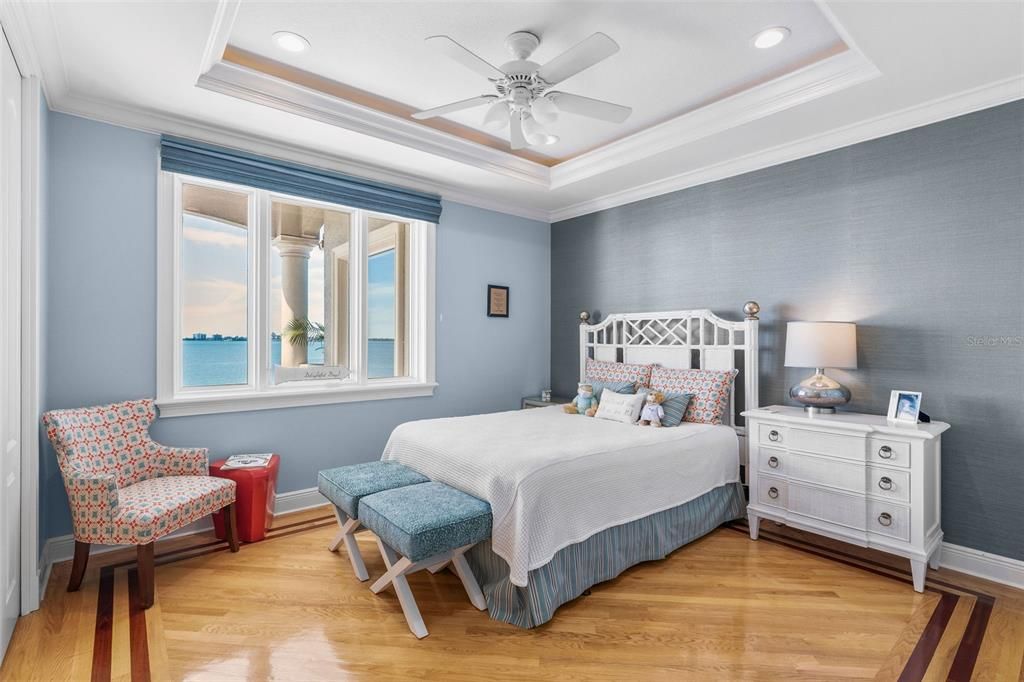 Bedroom, Interior, Recessed Lighting, Water, Wood Texture Flooring