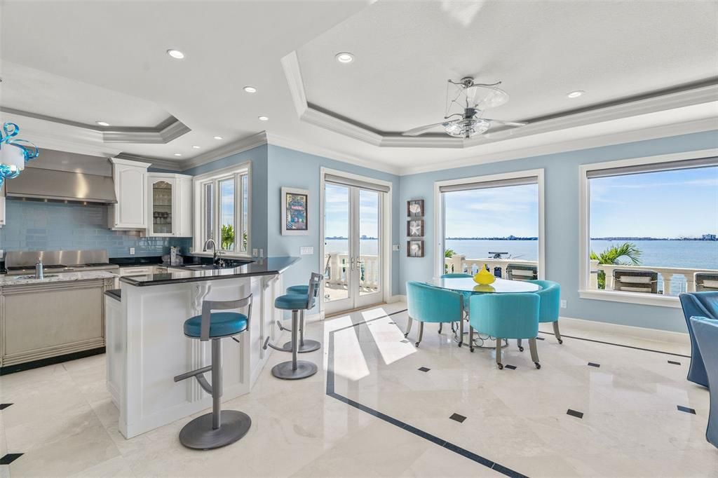 Dining room, Interior, Kitchen, Recessed Lighting, Stainless Steel Appliances, Water