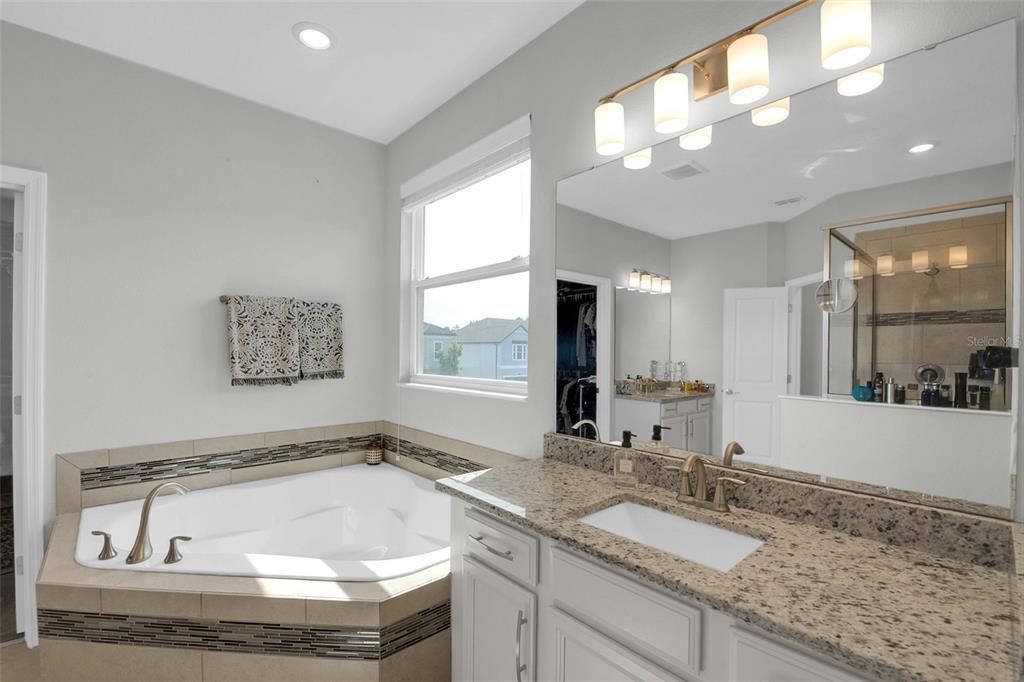 Bathroom, Dual Sink Vanities, Glass Shower, Interior, Recessed Lighting