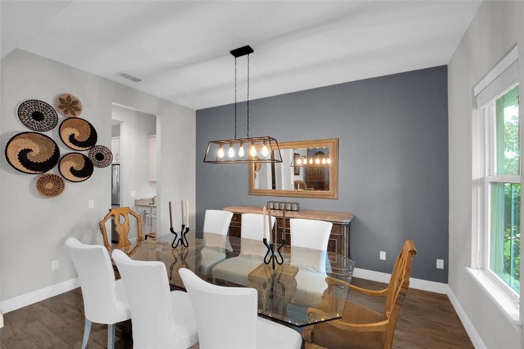 Chandelier, Dining room, Interior, Pendant Lights, Wood Texture Flooring