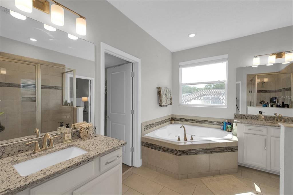 Bathroom, Dual Sink Vanities, Glass Shower, Interior, Recessed Lighting