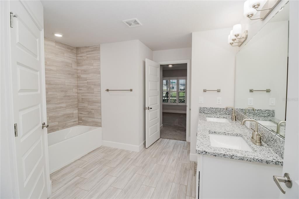 Bathroom, Interior, Recessed Lighting, Wood Texture Flooring