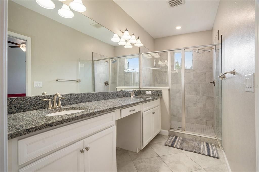 Bathroom, Dual Sink Vanities, Glass Shower, Interior, Recessed Lighting
