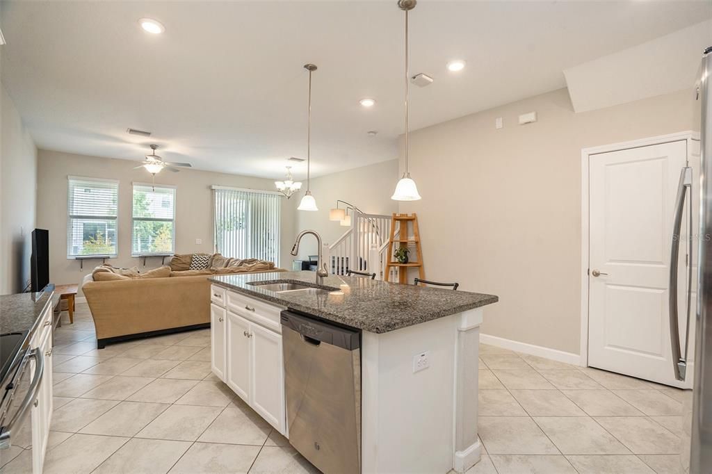 Interior, Kitchen, Living room, Pendant Lights, Recessed Lighting, Stainless Steel Appliances