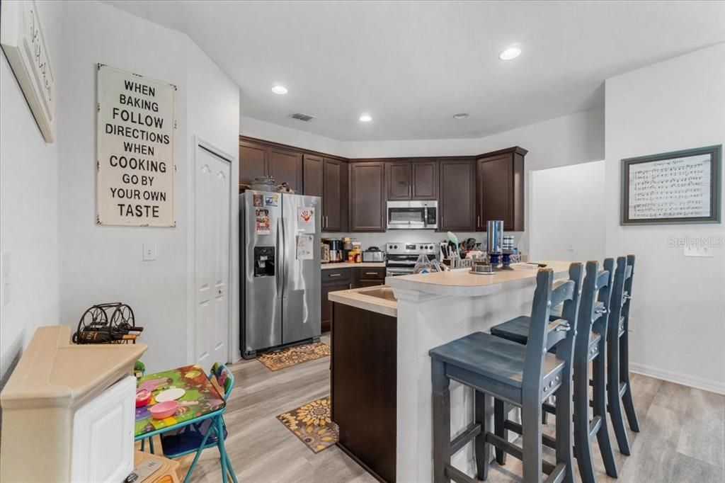 Interior, Kitchen, Recessed Lighting, Wood Texture Flooring