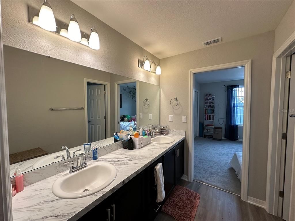 Bathroom, Dual Sink Vanities, Interior, Wood Texture Flooring